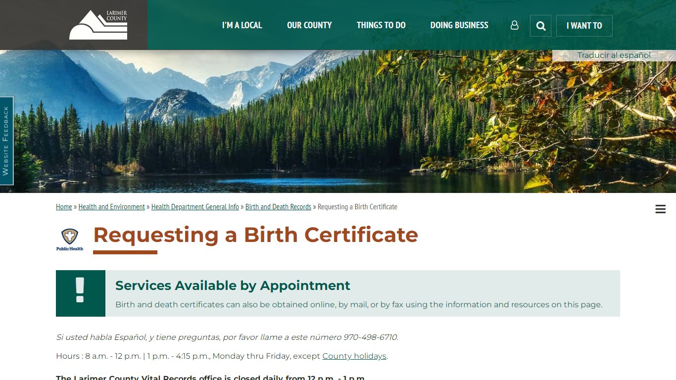 Requesting a Birth Certificate | Larimer County